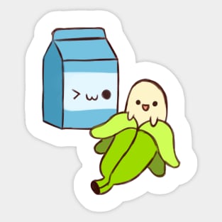 Blue milk 🥛 and green banana 🍌 Sticker